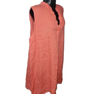 Rosemarine Coral Sleeveless 100% Linen A-Line Made In Italy Shift Dress 3X